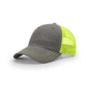 Richardson 111 Garment Washed Trucker-Charcoal/Neon Yellow