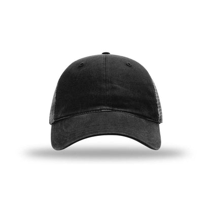 Richardson 111 Garment Washed Trucker Hat with Adjustable Snapback - Black 2