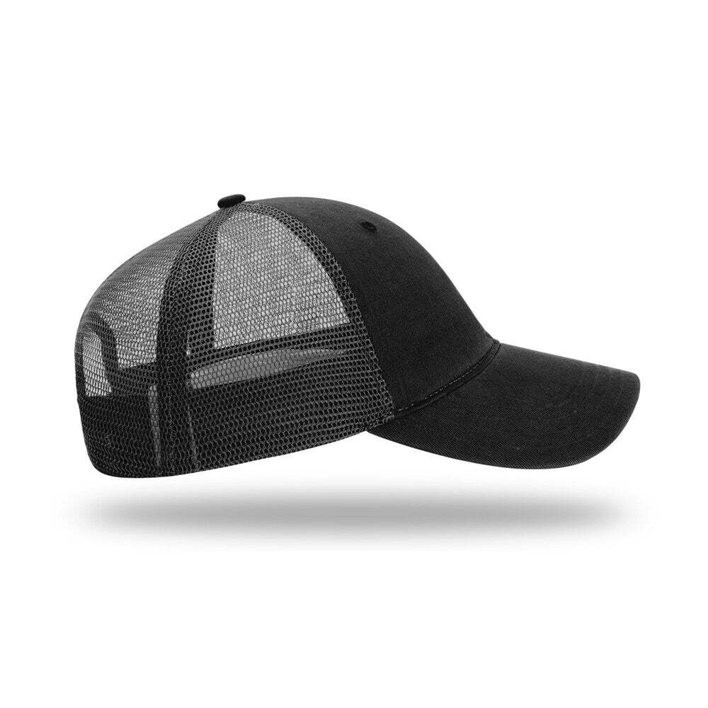 Richardson 111 Garment Washed Trucker Hat with Adjustable Snapback - Black 4