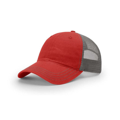 Richardson 111 Garment Washed Trucker-Red/Charcoal