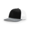 Richardson 112 Classic Trucker Snapback Cap-Tri-Tone Colorways-Black/White/Heather Grey