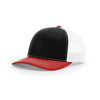 Richardson 112 Classic Trucker Snapback Cap-Tri-Tone Colorways-Black/White/Red