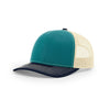 Richardson 112 Classic Trucker Snapback Cap-Tri-Tone Colorways-Blue Teal/Birch/Navy