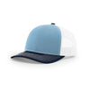 Richardson 112 Classic Trucker Snapback Cap-Tri-Tone Colorways-Colombia Blue/White/Navy