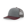 Richardson 112 Classic Trucker Snapback Cap-Tri-Tone Colorways-Heather Grey/Charcoal/MRN