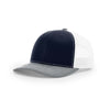 Richardson 112 Classic Trucker Snapback Cap-Tri-Tone Colorways-Navy/White/Heather Grey