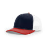 Richardson 112 Classic Trucker Snapback Cap-Tri-Tone Colorways-Navy/White/Red