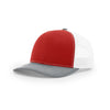 Richardson 112 Classic Trucker Snapback Cap-Tri-Tone Colorways-Red/White/Heather Grey