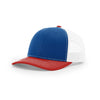 Richardson 112 Classic Trucker Snapback Cap-Tri-Tone Colorways-Royal/White/Red