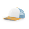 Richardson 112 Classic Trucker Snapback Cap-Tri-Tone Colorways-White/Columbia Blue/Yellow