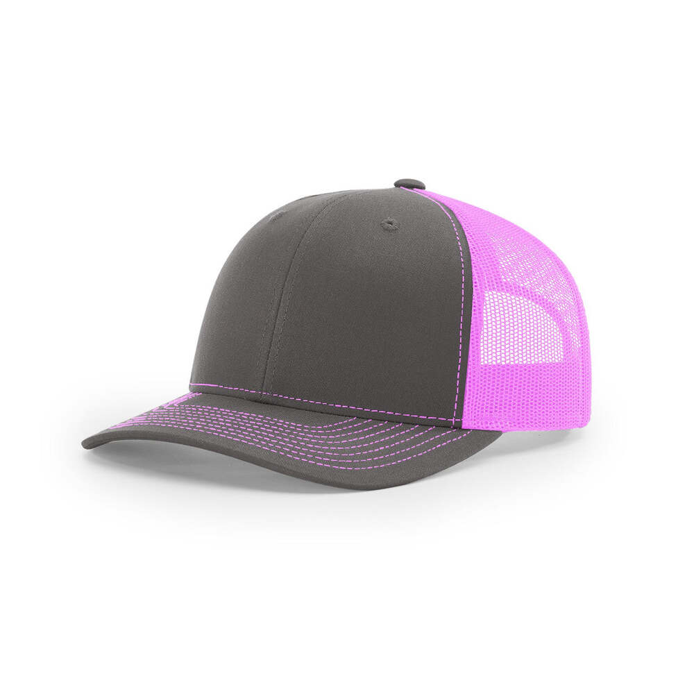 Richardson 112 Classic Trucker Snapback Cap-Two-Tone Colorways-Charcoal/Neon Pink