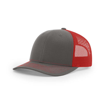 Richardson 112 Classic Trucker Snapback Cap-Two-Tone Colorways-Charcoal/Red