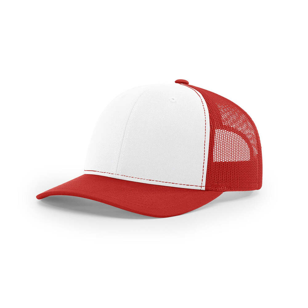 Richardson 112 Classic Trucker Snapback Cap-Two-Tone Colorways-White/Red