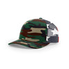 Richardson 112PM Classic Printed Mesh Trucker Hat-Green Camo/Flag-1