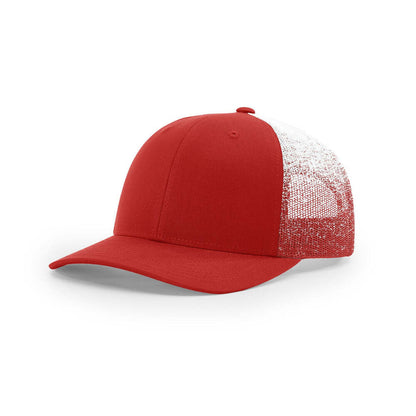 Richardson 112PM Classic Printed Mesh Trucker Hat-Red/Red-White Fade