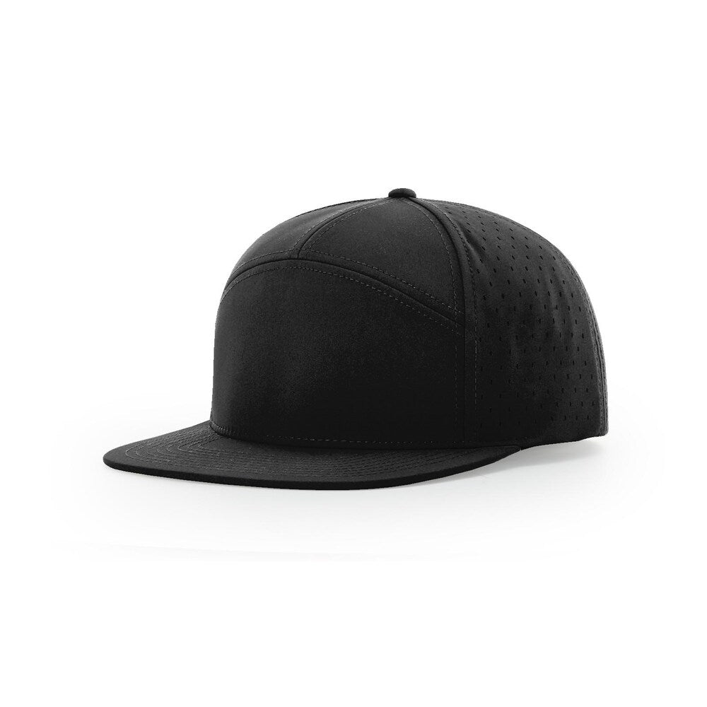 Richardson 169 CANNON 7 - Panel Hi Profile and Laser Perforated Cap with Adjustable Snapback - Black