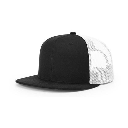 Richardson caps wool blend flat bill trucker cap, Black, One Size