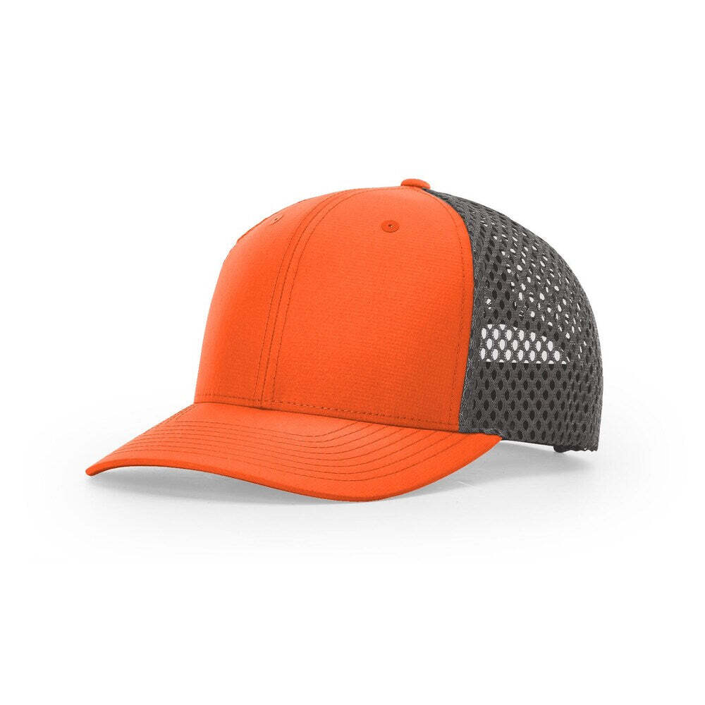 Richardson 835 TILIKUM Ripstop Polyester Open Mesh Baseball Cap-Blaze Orange/Charcoal