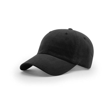 Richardson R55 Garment Washed Twill Dad Hat with Cloth Hideaway Backstrap - Black 1