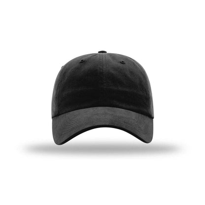Richardson R55 Garment Washed Twill Dad Hat with Cloth Hideaway Backstrap - Black 2