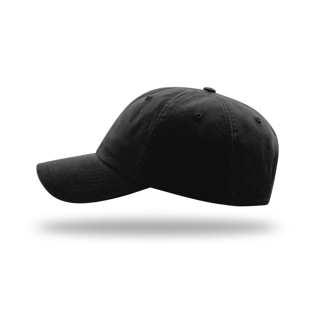 Richardson R55 Garment Washed Twill Dad Hat with Cloth Hideaway Backstrap - Black 3