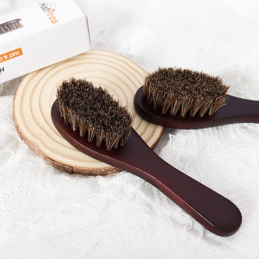 The Hat Pros Travel Horsehair Hat & Clothing Brush w/Wooden Handle-image-2