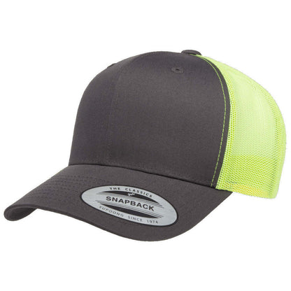 Yp Classics Retro Trucker Hat 6606-Charcoal/Neon Green