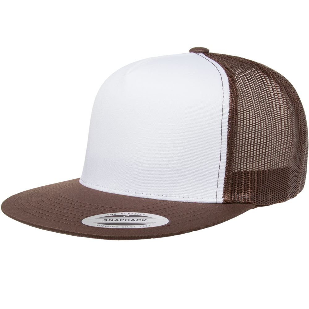 Yupoong Classic 6006 Snapback Trucker Cap-Brown/White/Brown