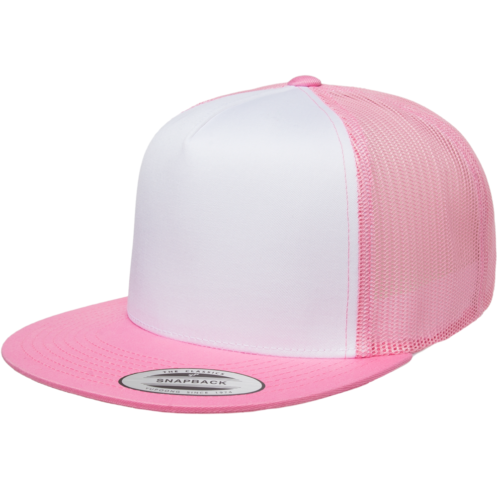 Yupoong Classic 6006 Snapback Trucker Cap-Pink/White/Pink