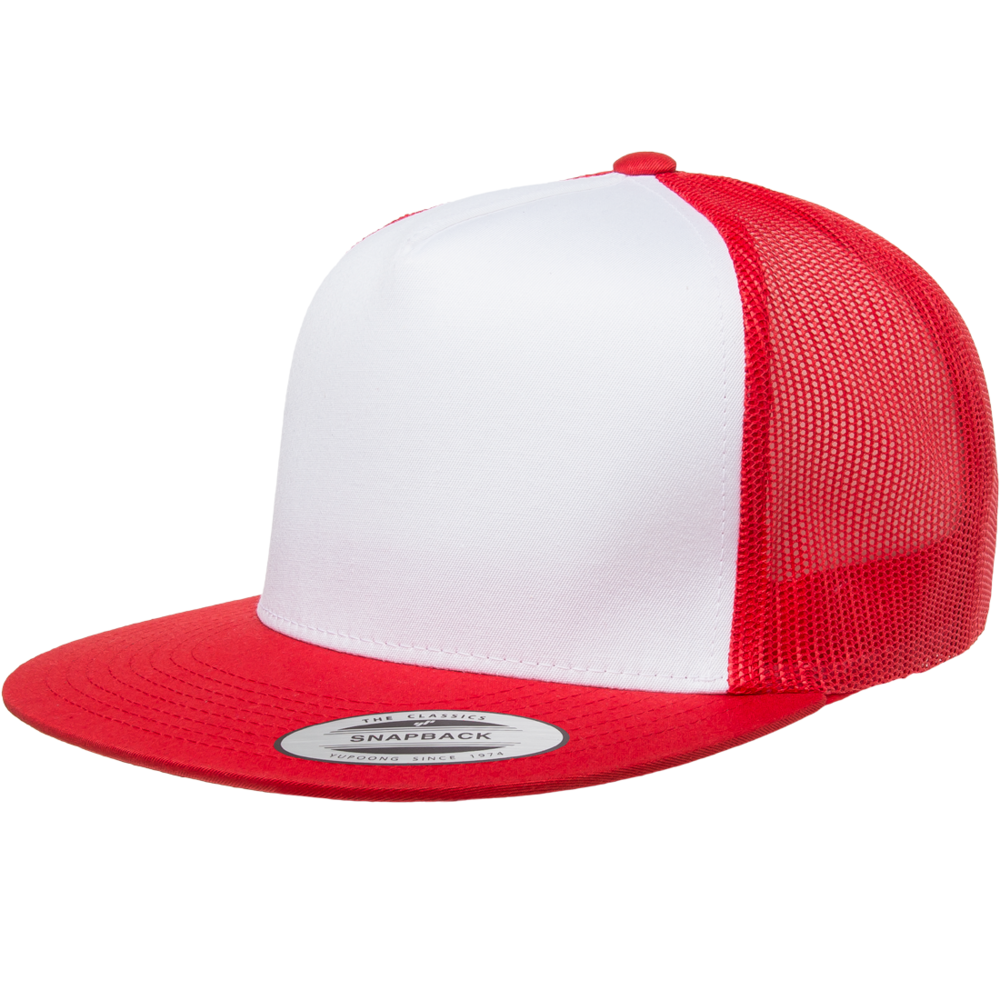 Yupoong Classic 6006 Snapback Trucker Cap-Red/White/Red