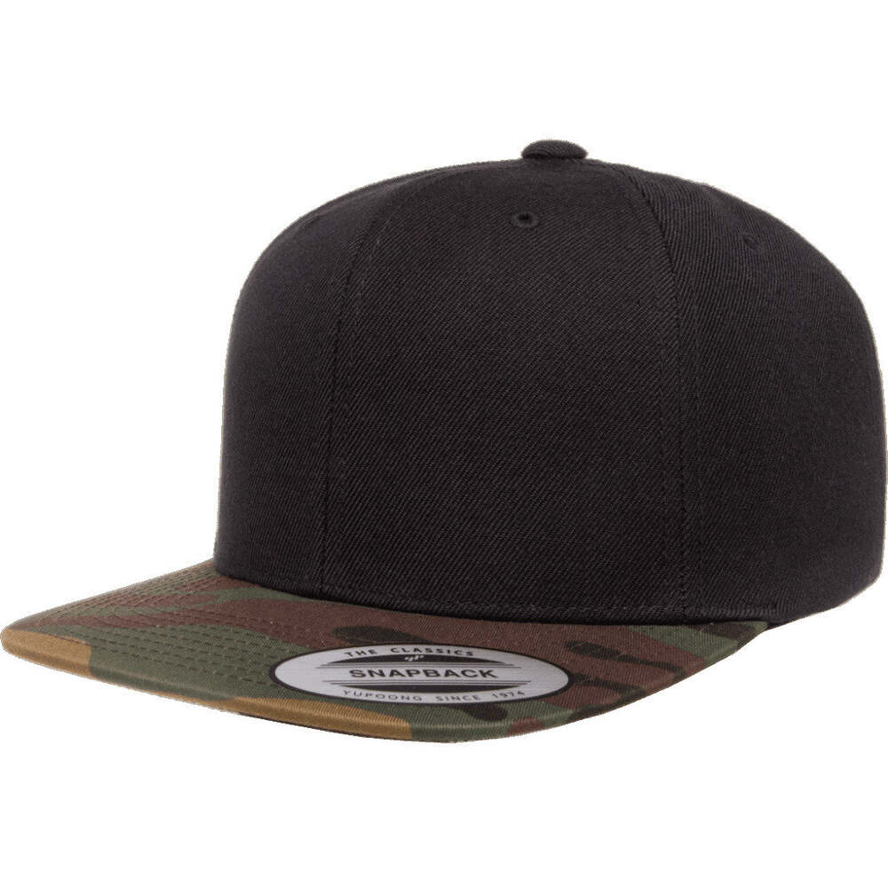 Yupoong Hat Snapback Pro-Style Wool Blend Cap 6089-Black/Green Camo