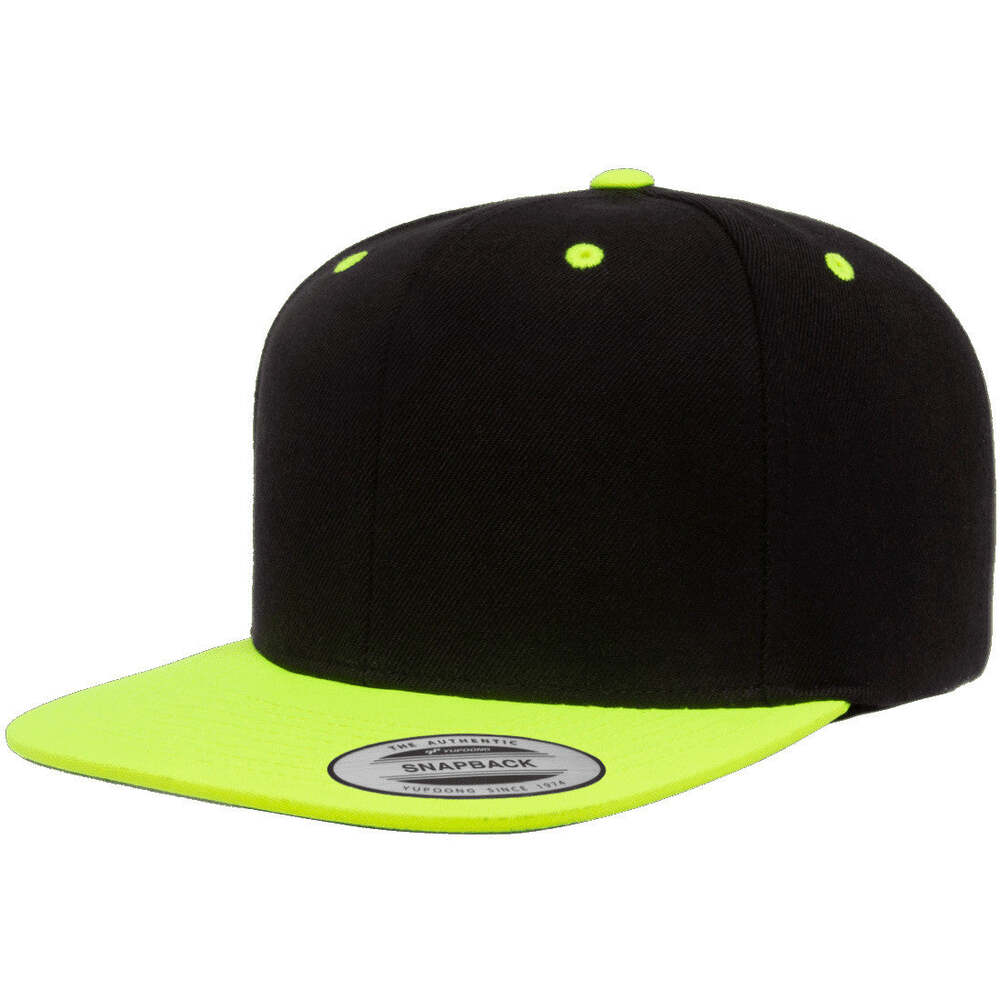 Yupoong Hat Snapback Pro-Style Wool Blend Cap 6089-Black/Neon Green