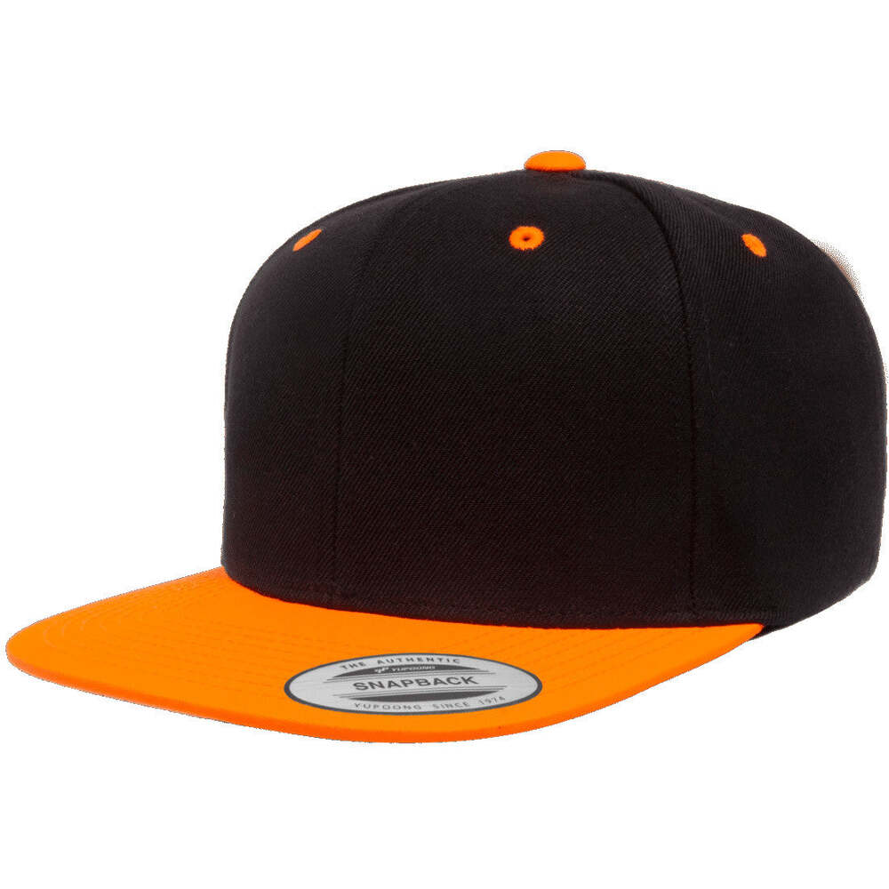 Yupoong Hat Snapback Pro-Style Wool Blend Cap 6089-Black/Neon Orange