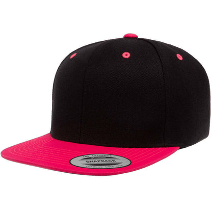 Yupoong Hat Snapback Pro-Style Wool Blend Cap 6089-Black/Neon Pink