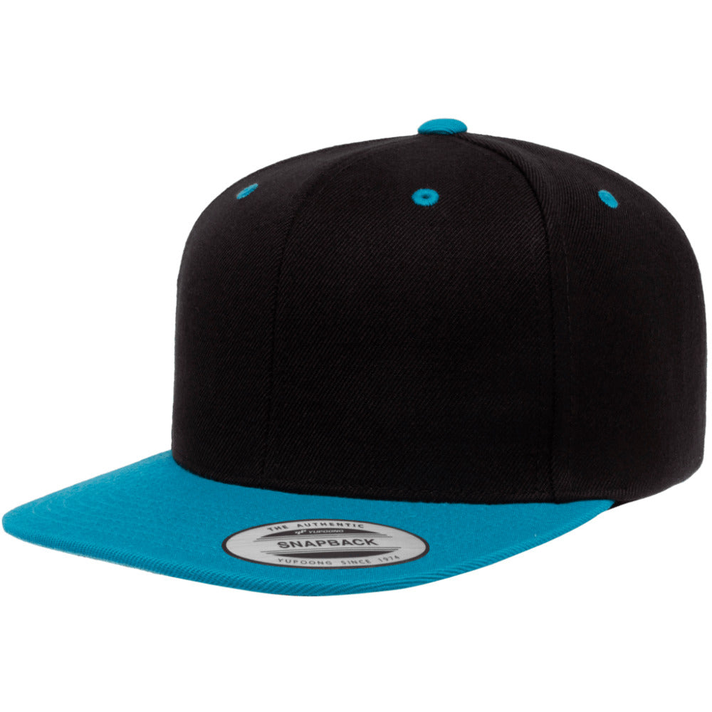 Yupoong Hat Snapback Pro-Style Wool Blend Cap 6089-Black/Teal